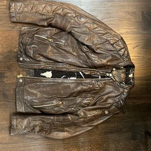 Real diesel 100% leather jacket, barely used brown leather size medium